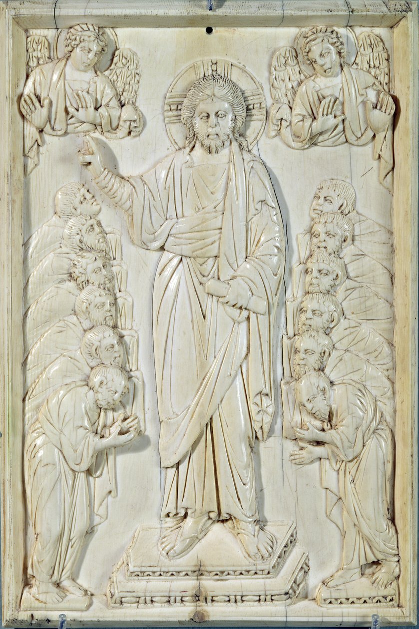 Plaquette die Christus toont die de Apostelen zegent, Constantinopel door Byzantine