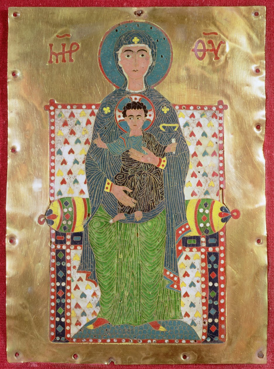 Maagd en Kind op de troon door Byzantine