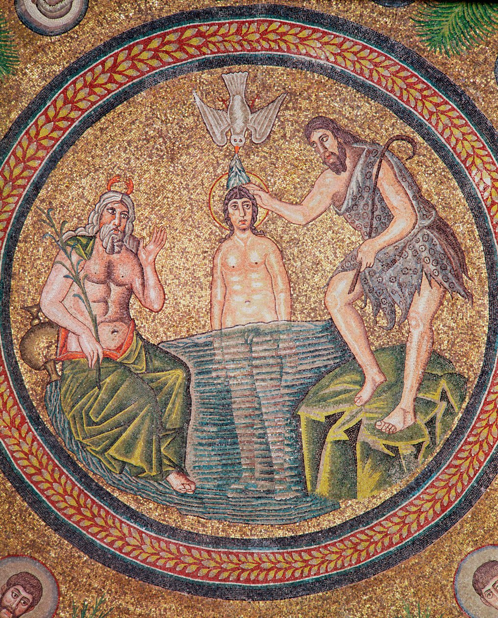 Doop van Christus door Johannes de Doper (mozaïek) (detail) door Byzantine School