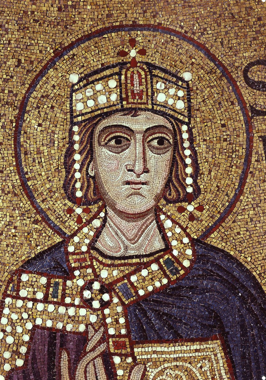 Koning Salomo (detail) van Interieurmozaïeken in de Sint-Marcusbasiliek, 12e eeuw door Byzantine Byzantine