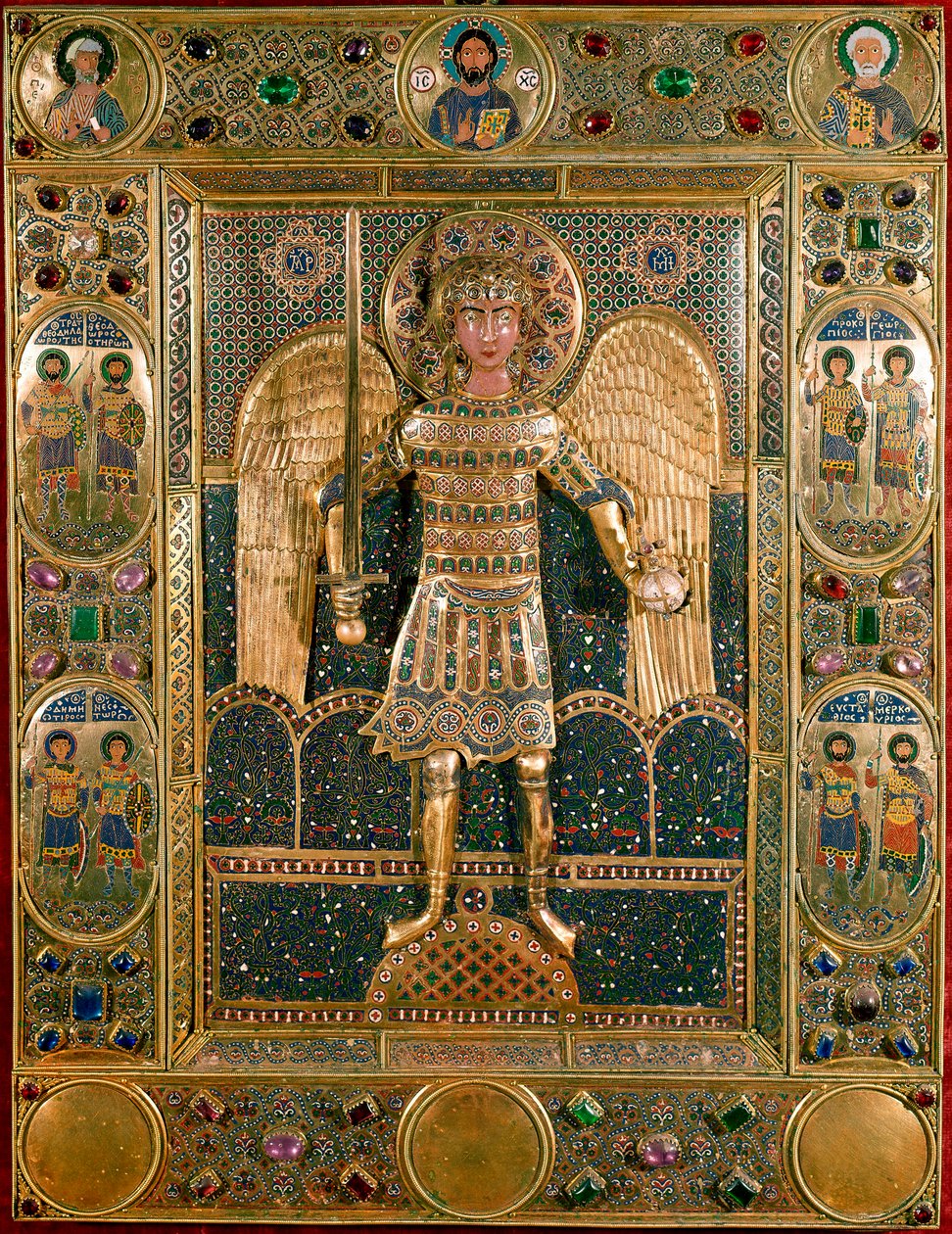 Byzantijnse kunst: boekband van Missaal versierd met de voorstelling van de Aartsengel Michaël door Byzantine School