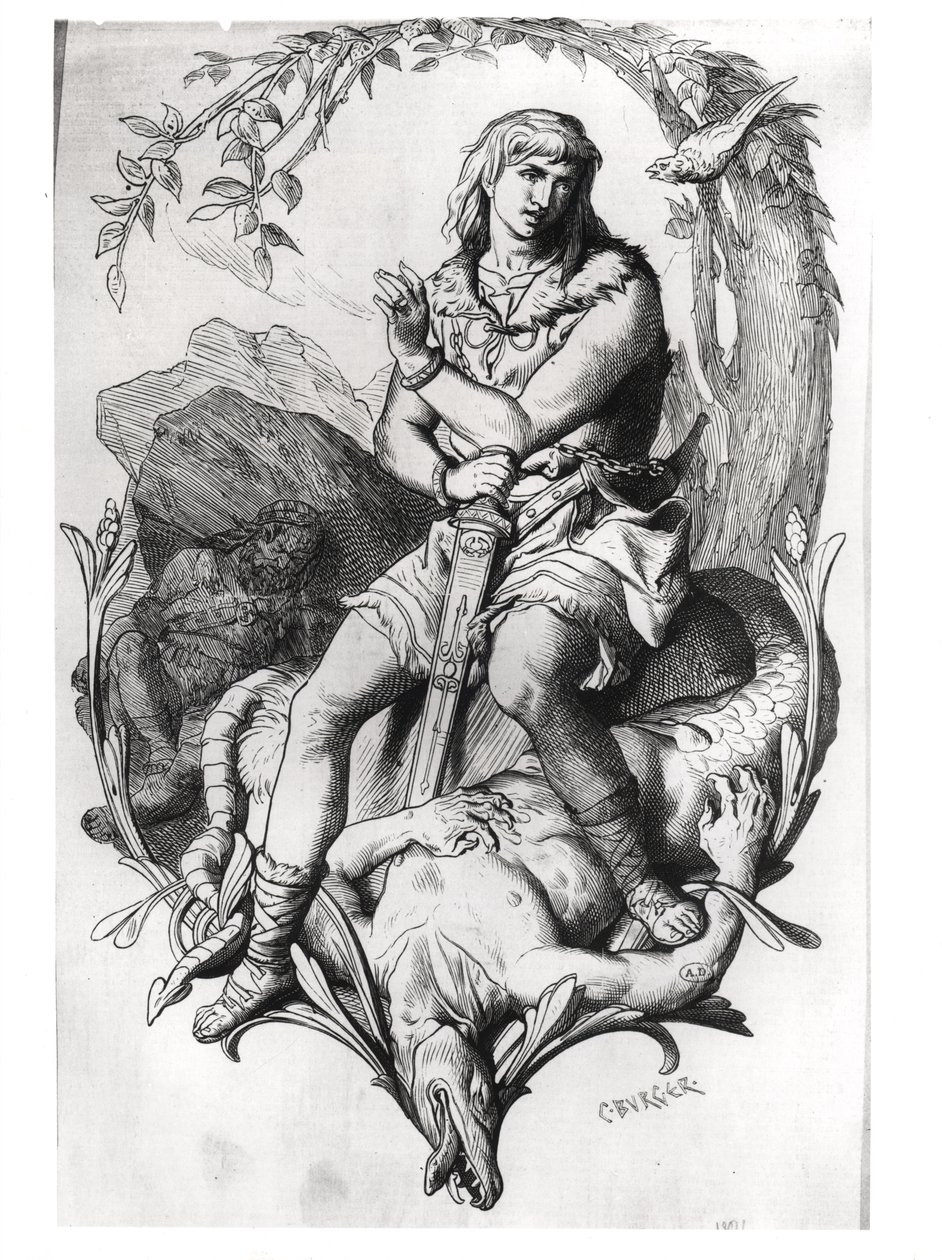 Siegfried en de draak met de magische vogel door C. Burger