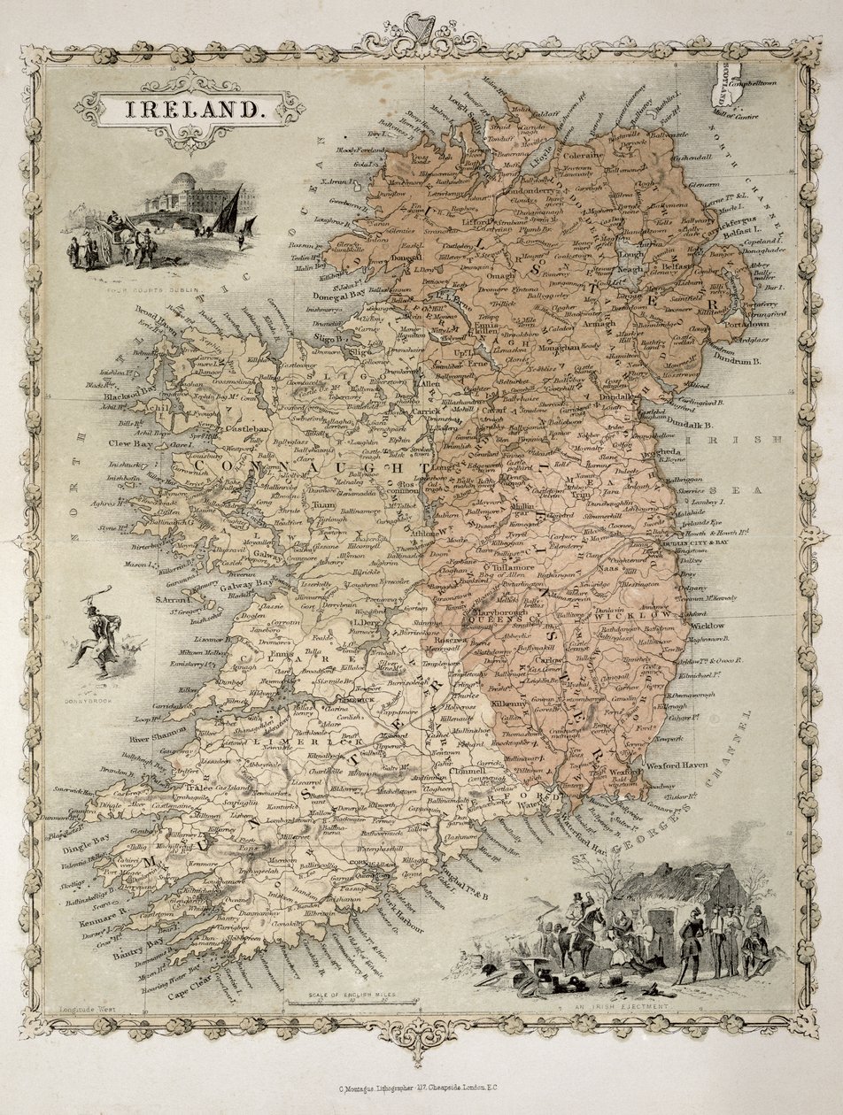 Kaart van Ierland, gepubliceerd ca. 1850 door C. Montague