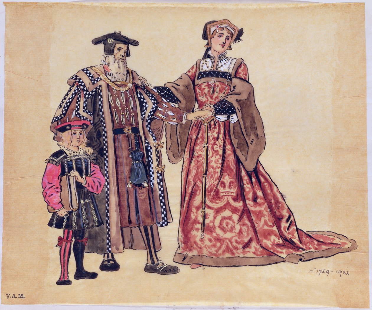 Rosalind en de oude hertog, kostuumontwerp voor As You Like It, geproduceerd door R. Courtneidge in het Princes Theatre, Manchester door C. Wilhelm