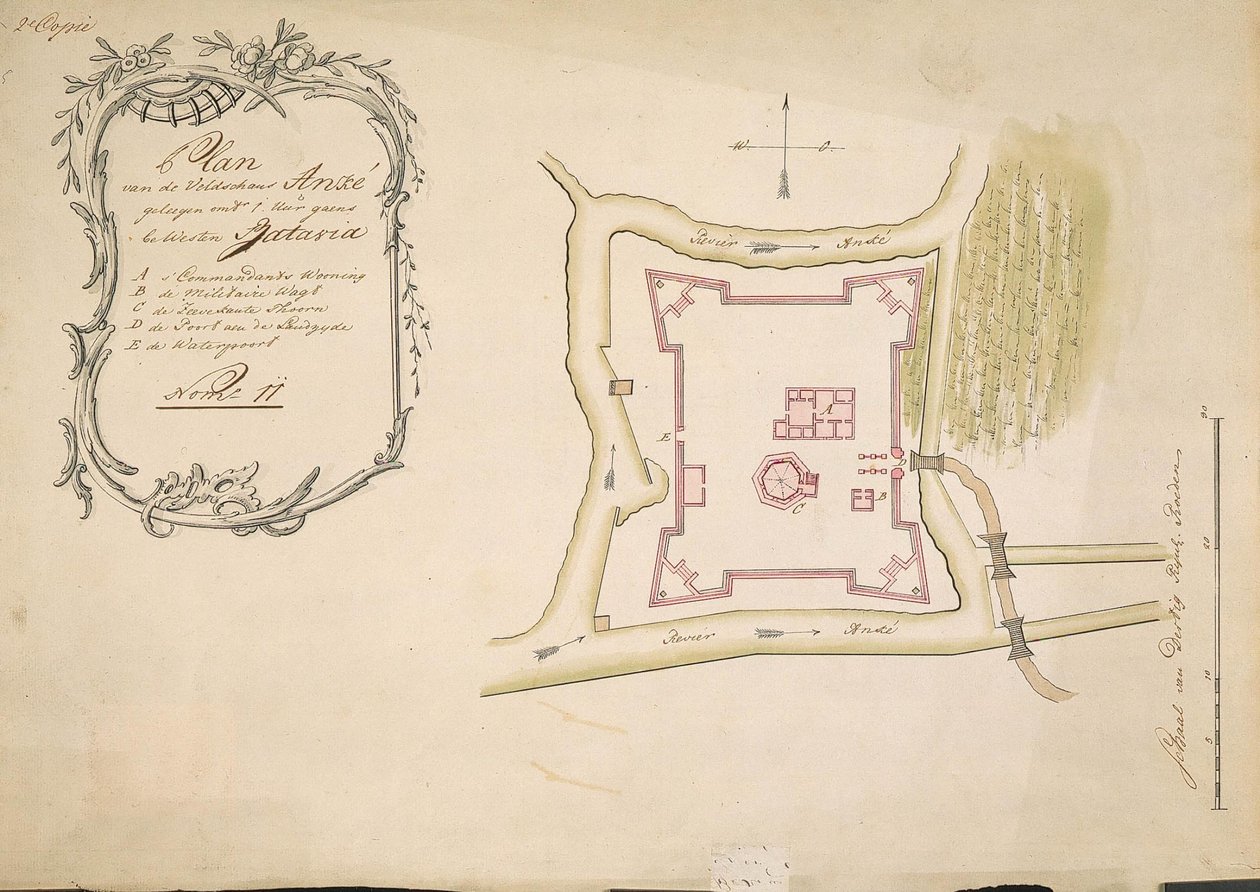 Plattegrond van de schans Anke door C.A. Luepken