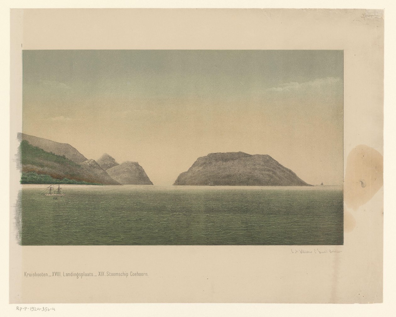 Gezicht op de kust van Groot-Atjeh, met voor de kust de vloot van de Eerste Atjeh-expeditie, vierde deel door C.A. Whitten