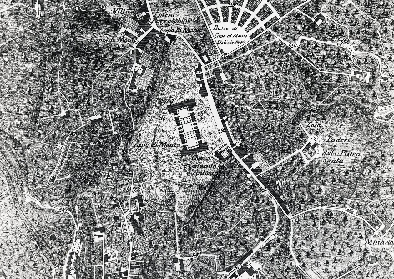Stadskaart van Napels met Capodimonte (detail) door J.B. and Brown J. Rowbotham