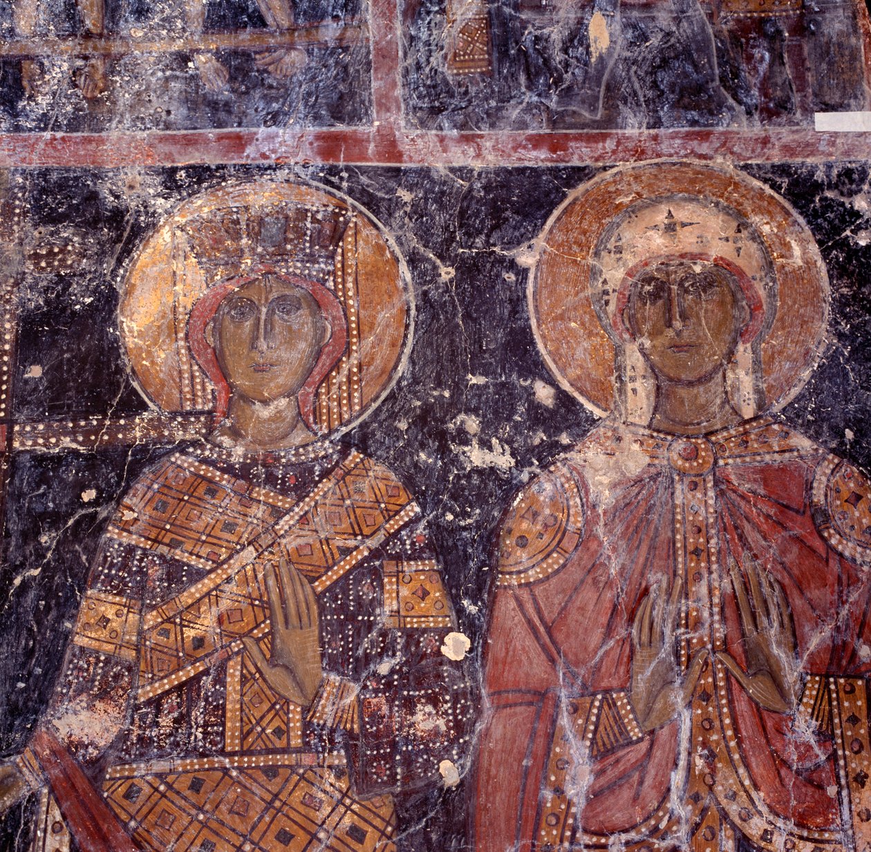Fresco in Byzantijnse kerk van Agios Nikolaos, Maza, Kreta, Griekenland door J.B. and Brown J. Rowbotham