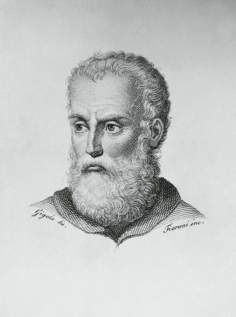 Portret van Annibale Caro (1507-1566), Italiaanse schrijver en dichter, gravure door Ado Fioroni (actief 1812-1833) naar tekening van Giovanni Battista Gigola (1767-1841) door J.B. and Brown J. Rowbotham