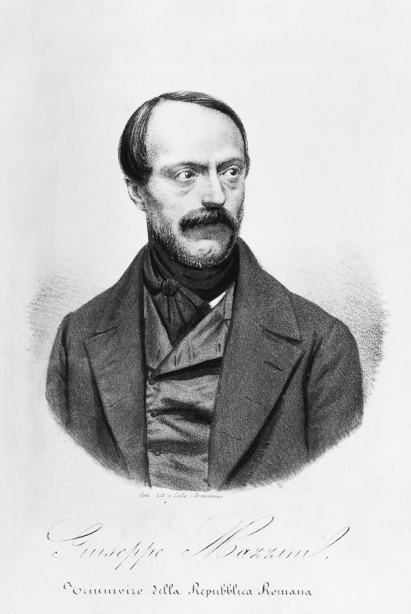 Portret van Giuseppe Mazzini (1805-1872), Italiaanse patriot, politicus, filosoof en journalist door J.B. and Brown J. Rowbotham