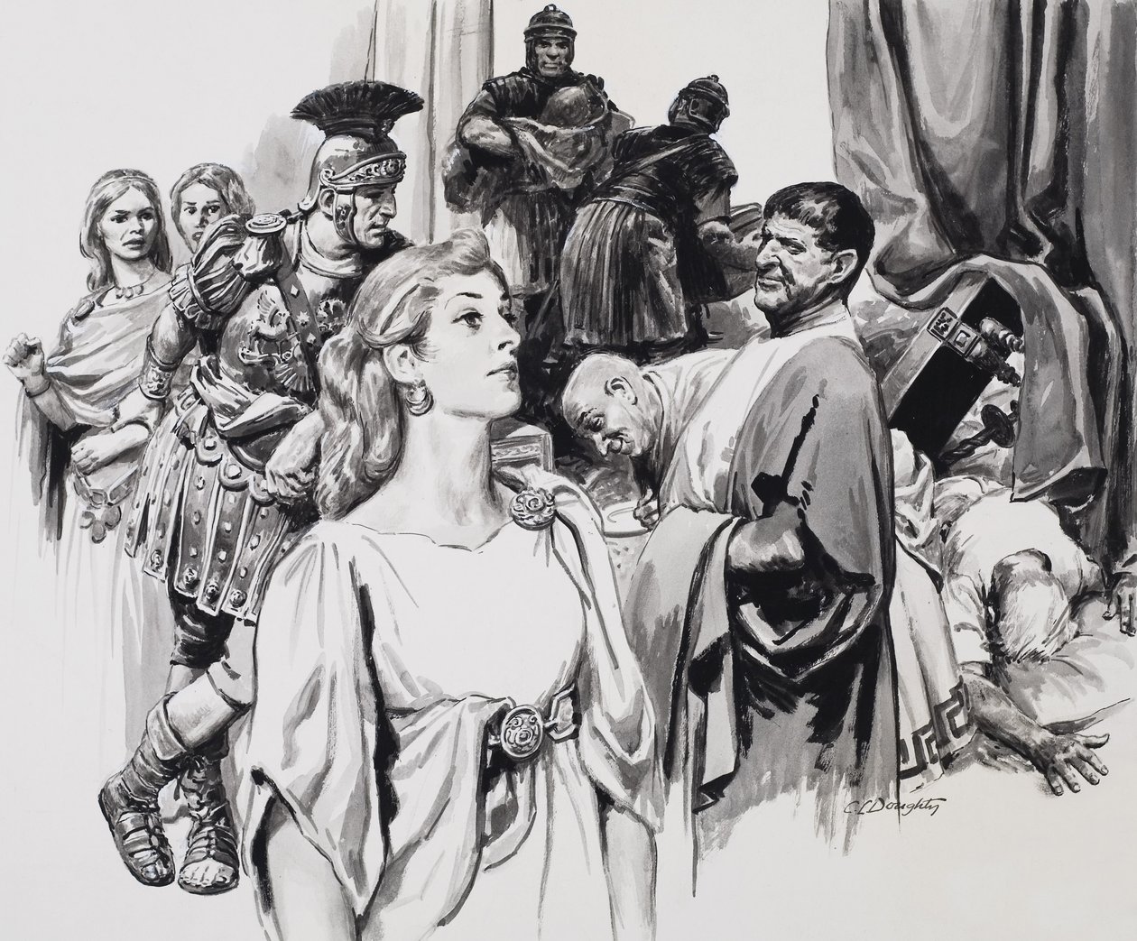 Boudicca, koningin van de Iceni (gouache op papier) door C.L. Doughty