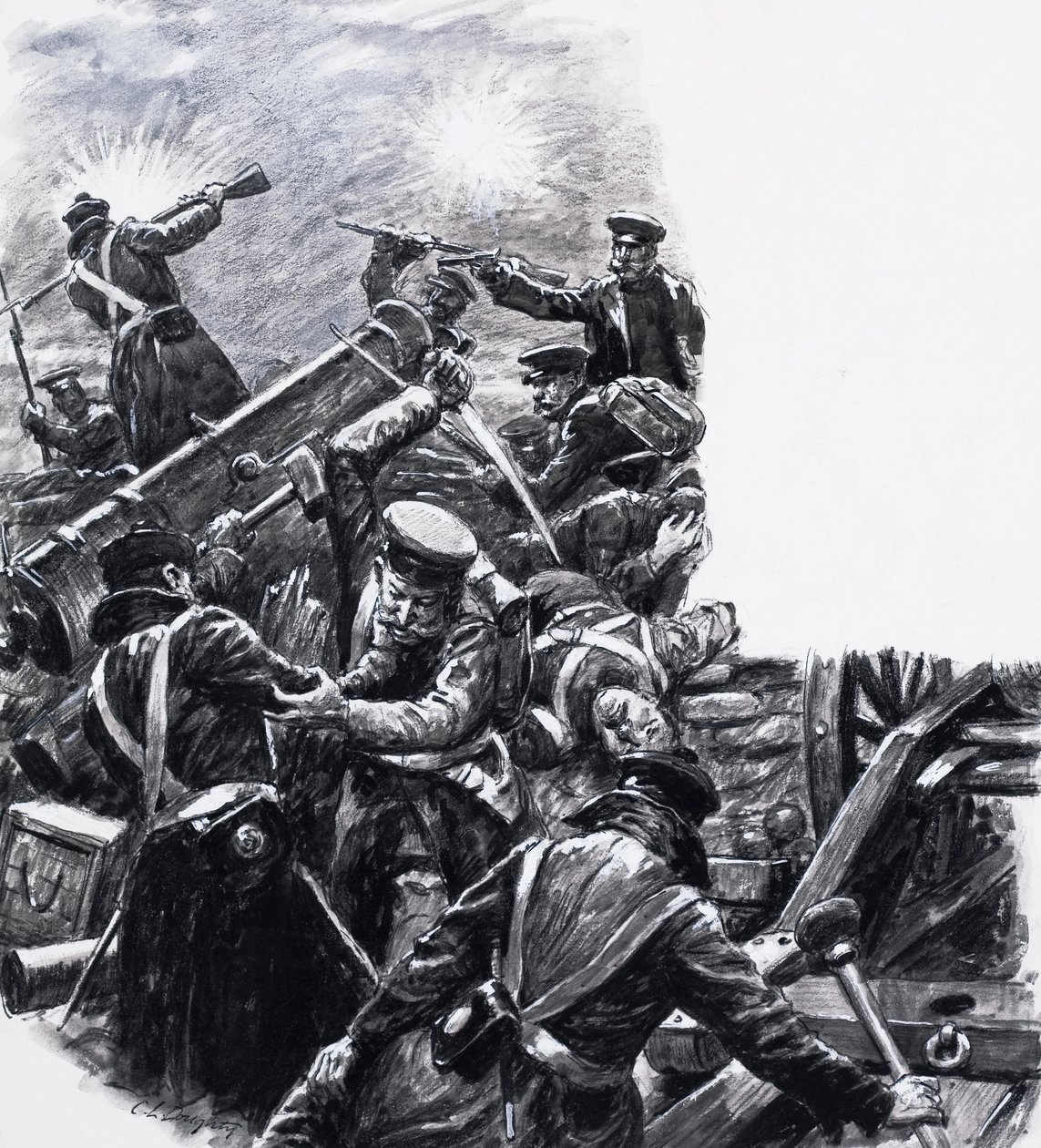 De slag om Inkermann, Charge of the Guards door C.L. Doughty