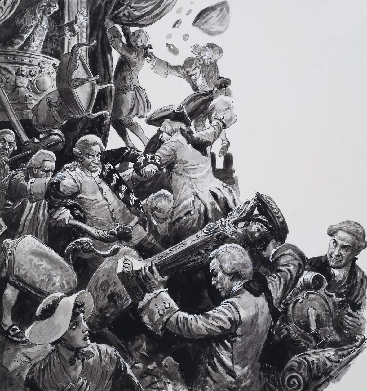 The Hoax bij het Nieuwe Theater, Haymarket (gouache op papier) door C.L. Doughty