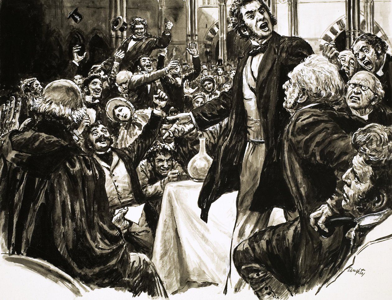 Thomas Huxley op het spreekgestoelte door C.L. Doughty