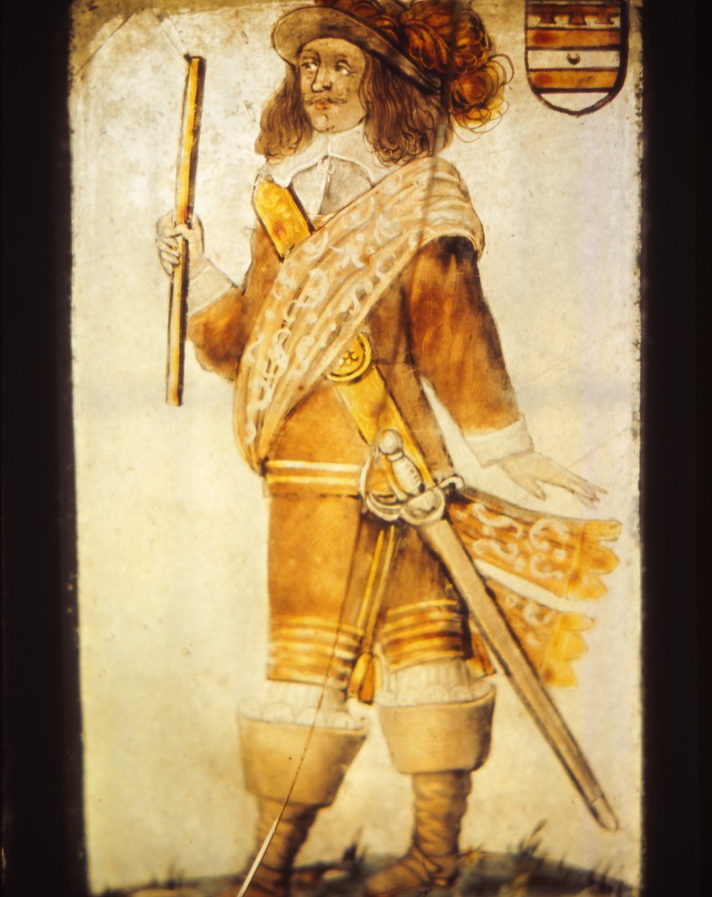 Detail van raam in St. Chads Church, Farndon, Cheshire, 20e eeuw door CM Dixon