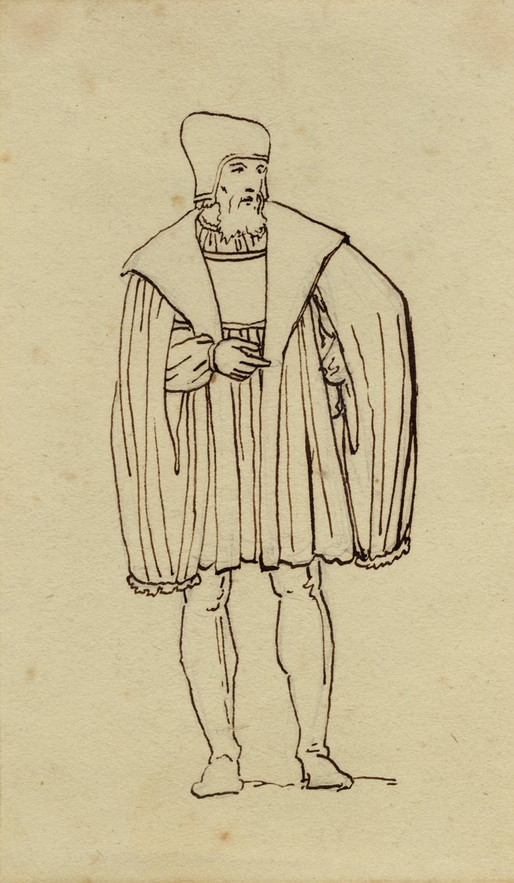 Kostuumstudie uit de 16e eeuw door Christoffer Wilhelm Eckersberg
