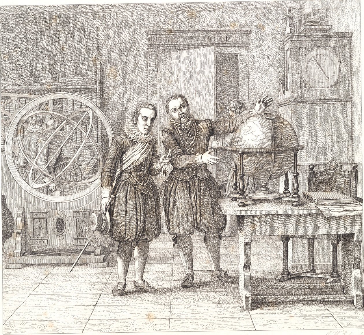 Christian IV bezoekt Tycho Brahe in Uranienborg door Christoffer Wilhelm Eckersberg
