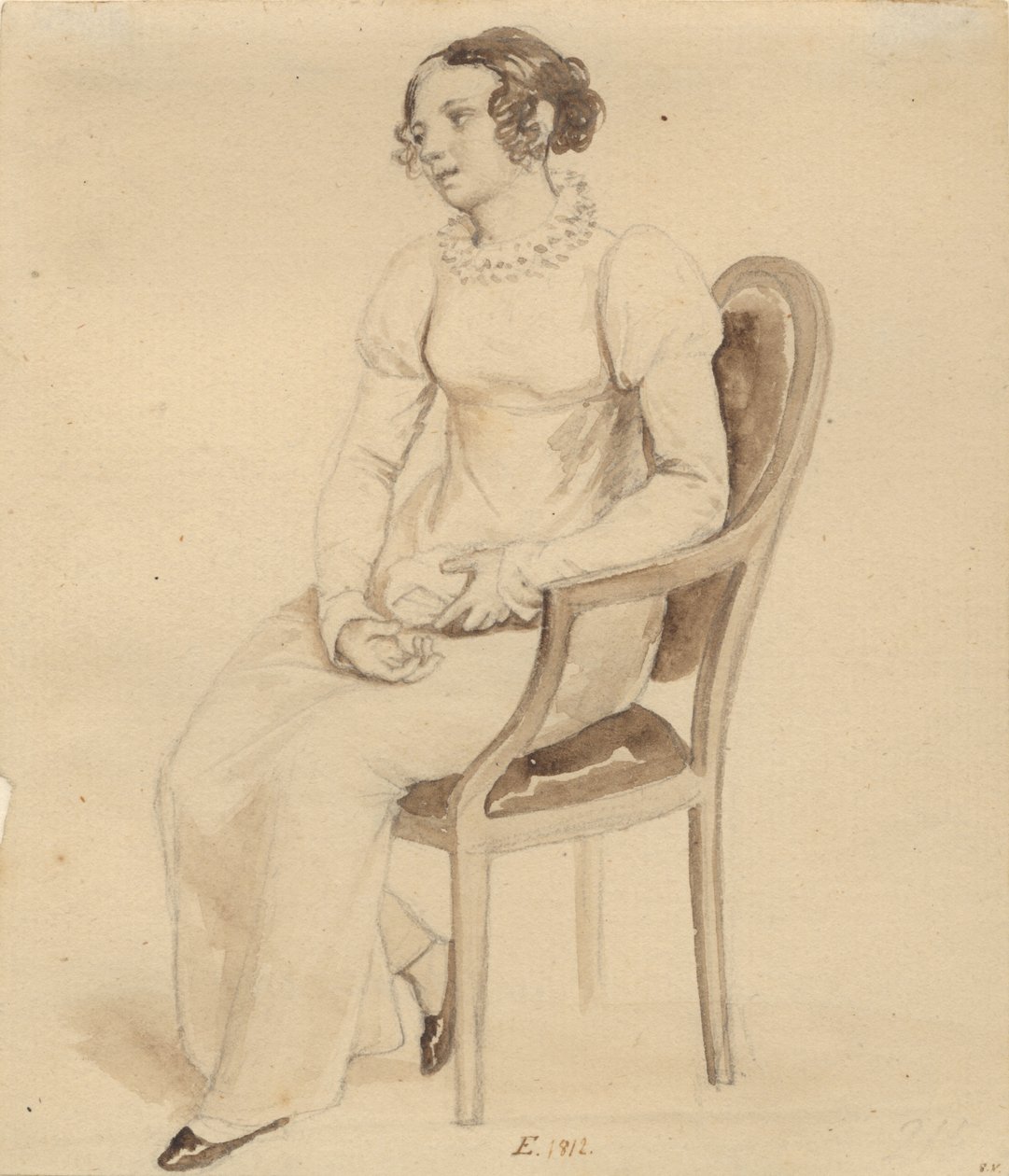 Een dame die in een leunstoel zit, naar het raam gekeerd door Christoffer Wilhelm Eckersberg