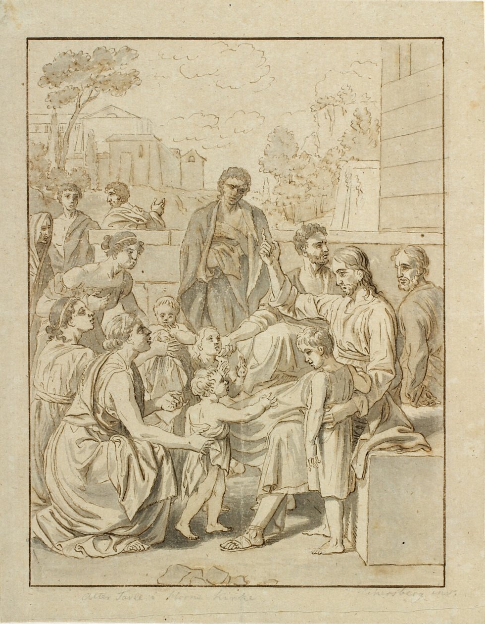 Christus laat de kleine kinderen tot zich komen door Christoffer Wilhelm Eckersberg