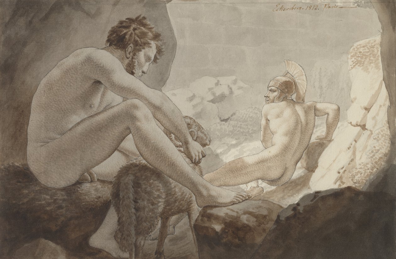 Odysseus vlucht voor Polyphemus door Christoffer Wilhelm Eckersberg