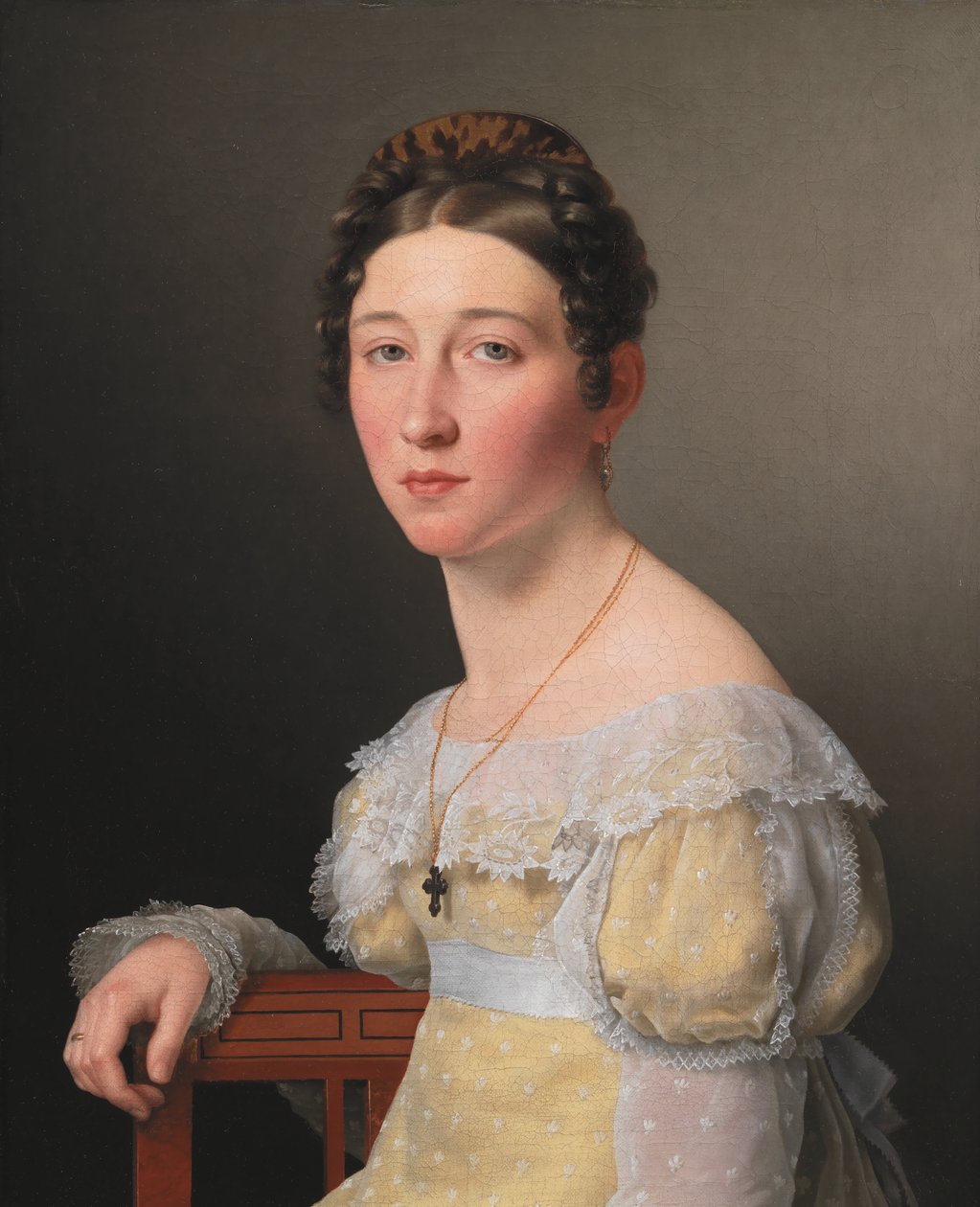 Portret van Emilie Henriette Massmann, verloofde van Frederik Wilhelm Caspar von Benzon door Christoffer Wilhelm Eckersberg