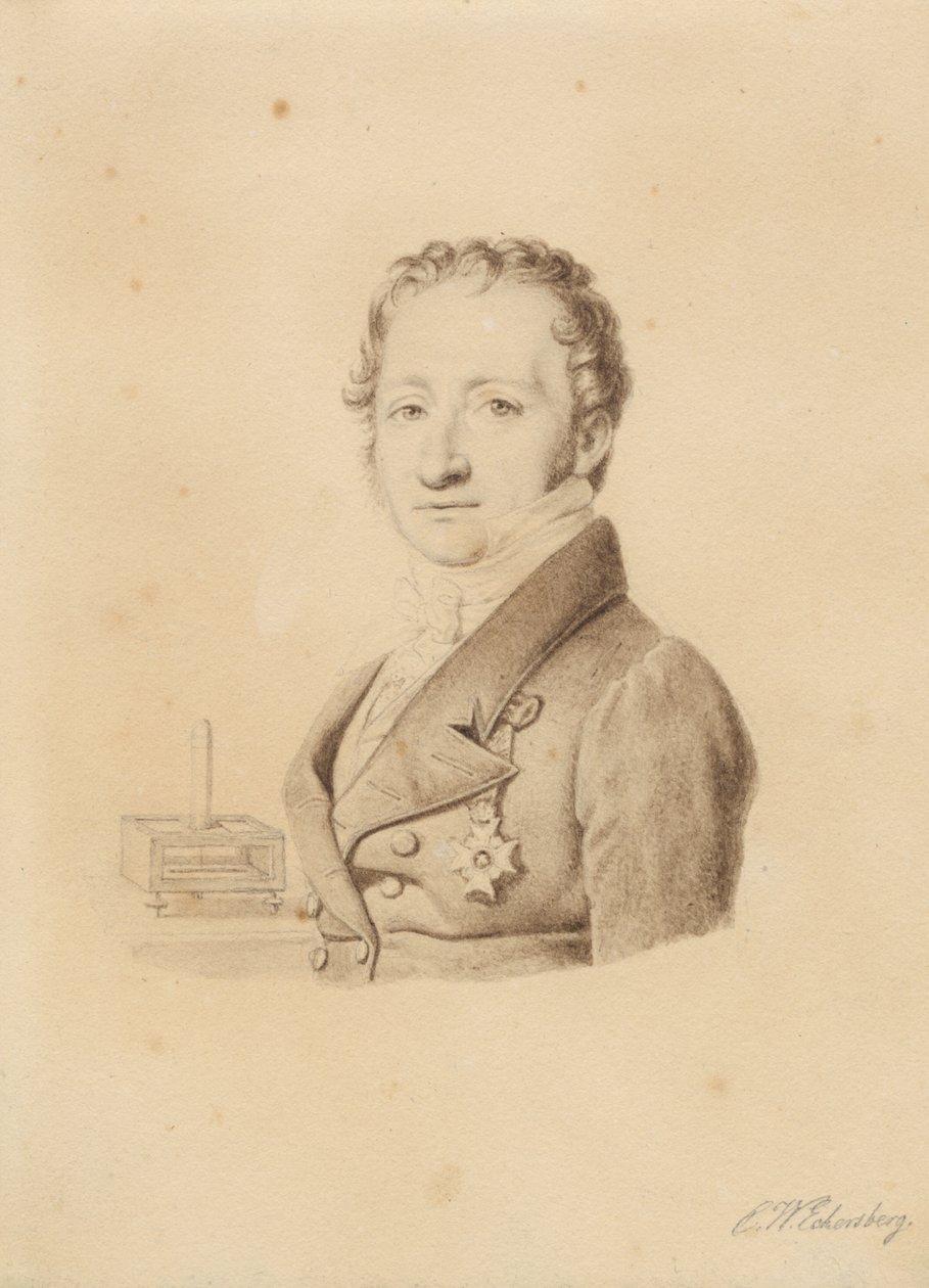 Portret van de Noorse natuurkundige Christoffer Hansteen. Borstbeeld en face links door Christoffer Wilhelm Eckersberg