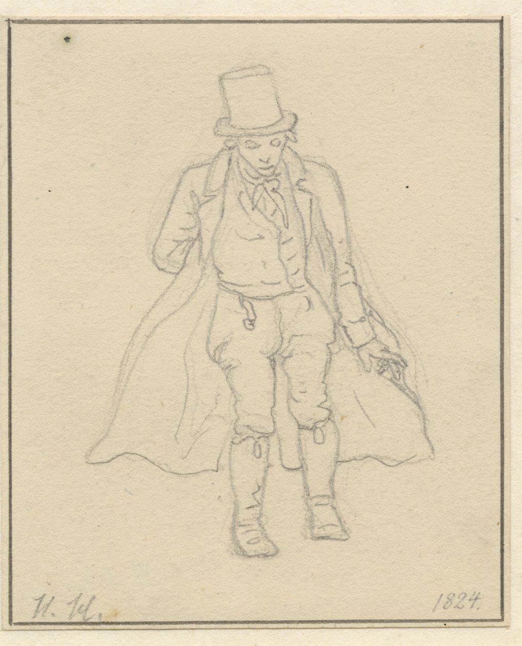 Portretschilder Hans Hansen, hele figuur door Christoffer Wilhelm Eckersberg