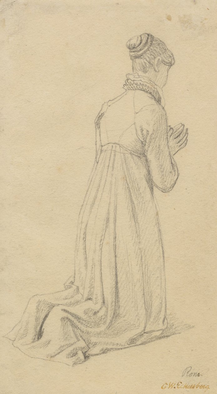 Studie van een knielende vrouw door Christoffer Wilhelm Eckersberg