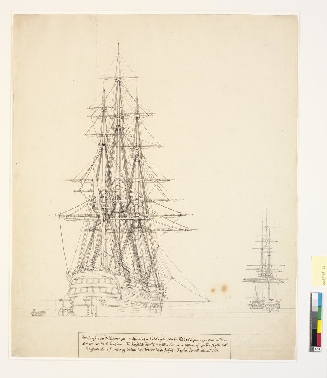 Het Russische linieschip "Asow" en een fregat voor anker in de wegen van Elsinore door Christoffer Wilhelm Eckersberg