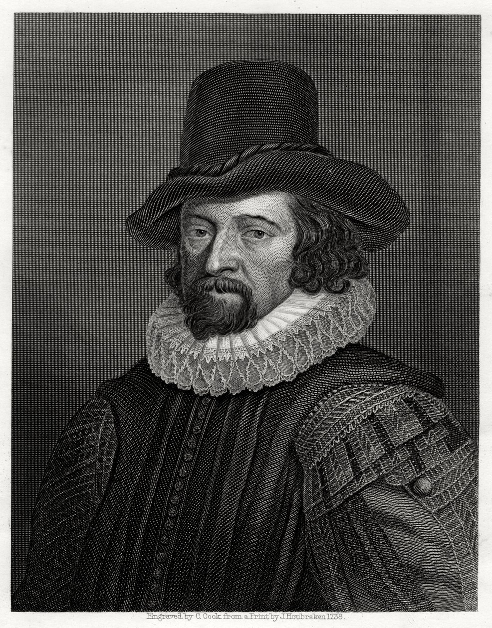 Francis Bacon, Viscount St Albans, Engelse filosoof, wetenschapper en staatsman, 19e eeuw door C. Cook