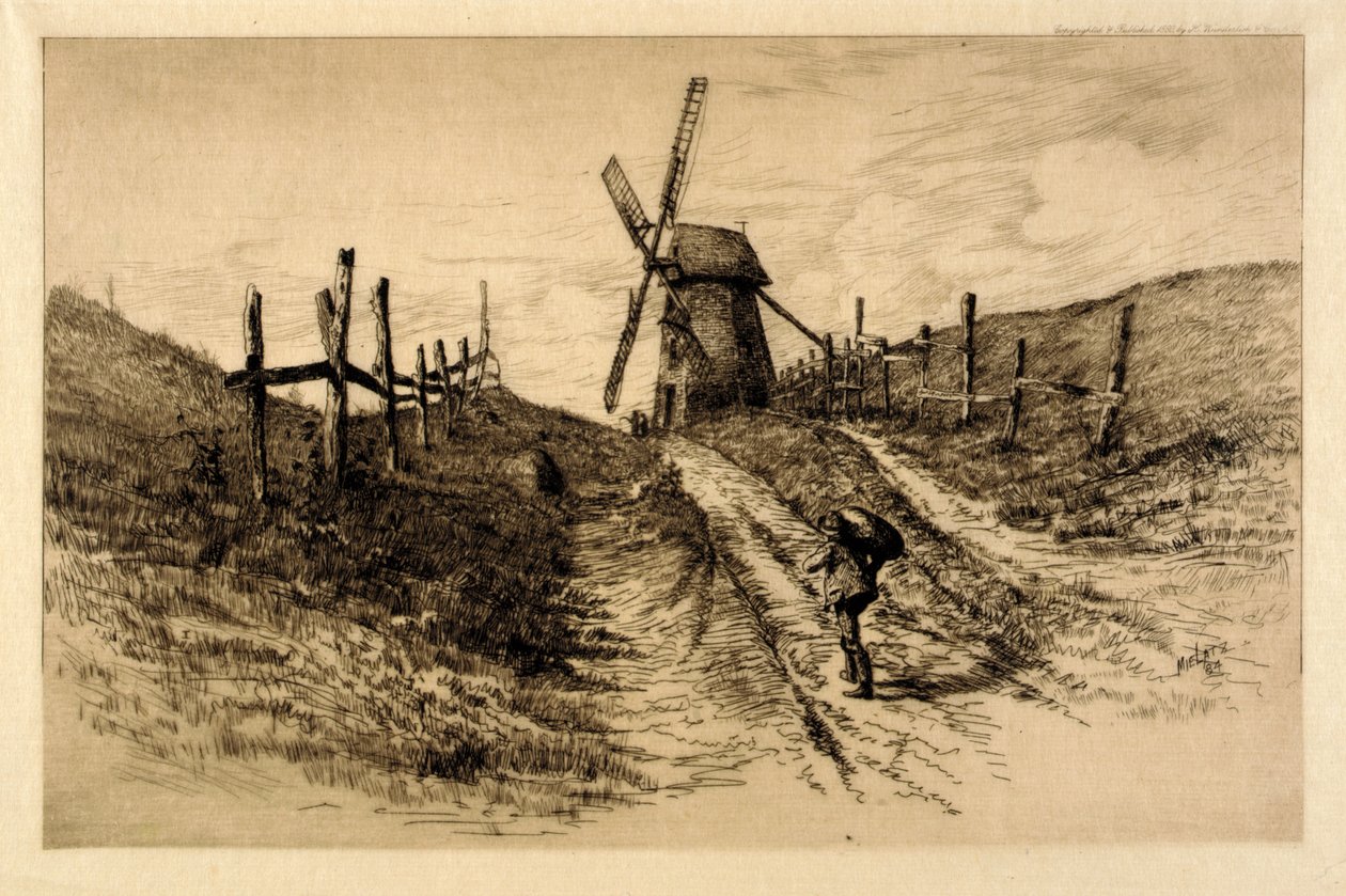 (Landschap met windmolen) door C. F. William Mielatz