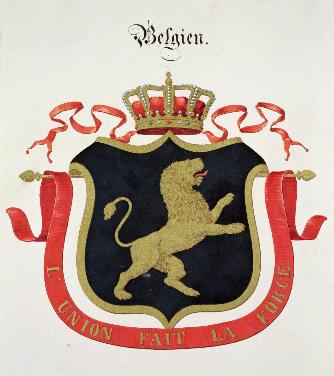 Wapens van de Belgische Koninklijke Familie, uit een collectie aquarellen gepubliceerd in Duitsland, c.1830-33 door C. Hildebrandt