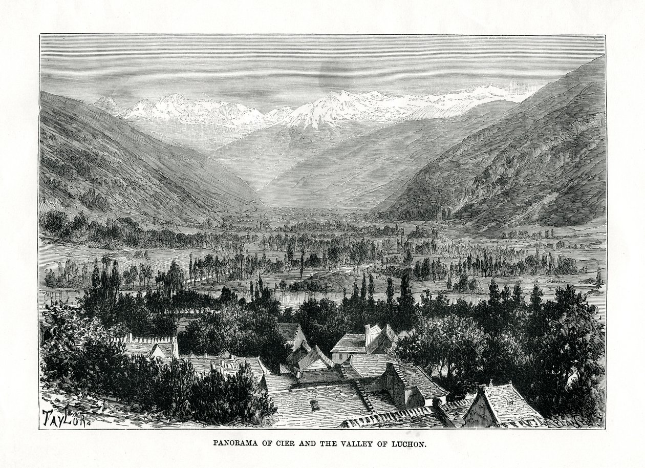 Cier en de vallei van Bagneres-de-Luchon, Frankrijk, c1879 door C. Laplante