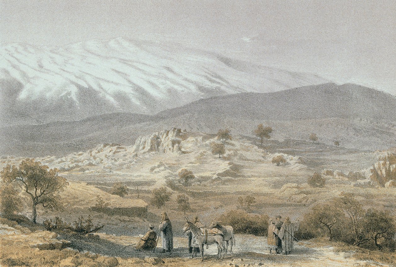 Berg Hermon. Ets door Schacher - Steinkopk J.F. Editore door C. Schacher