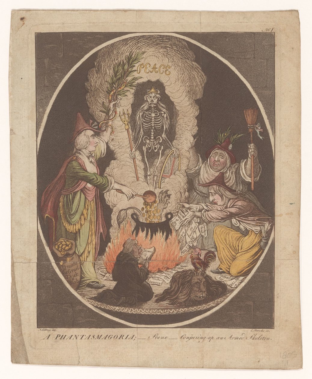 Spotprent op de Vrede van Amiens, 1802 door C. Starcke