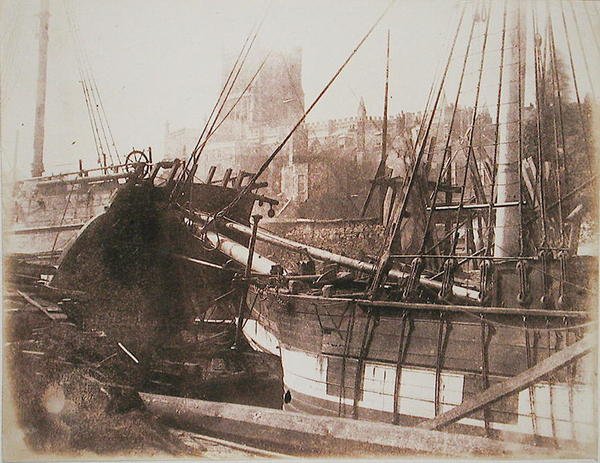 Zeilschepen in de haven, c.1845 door Calvert Richard Jones