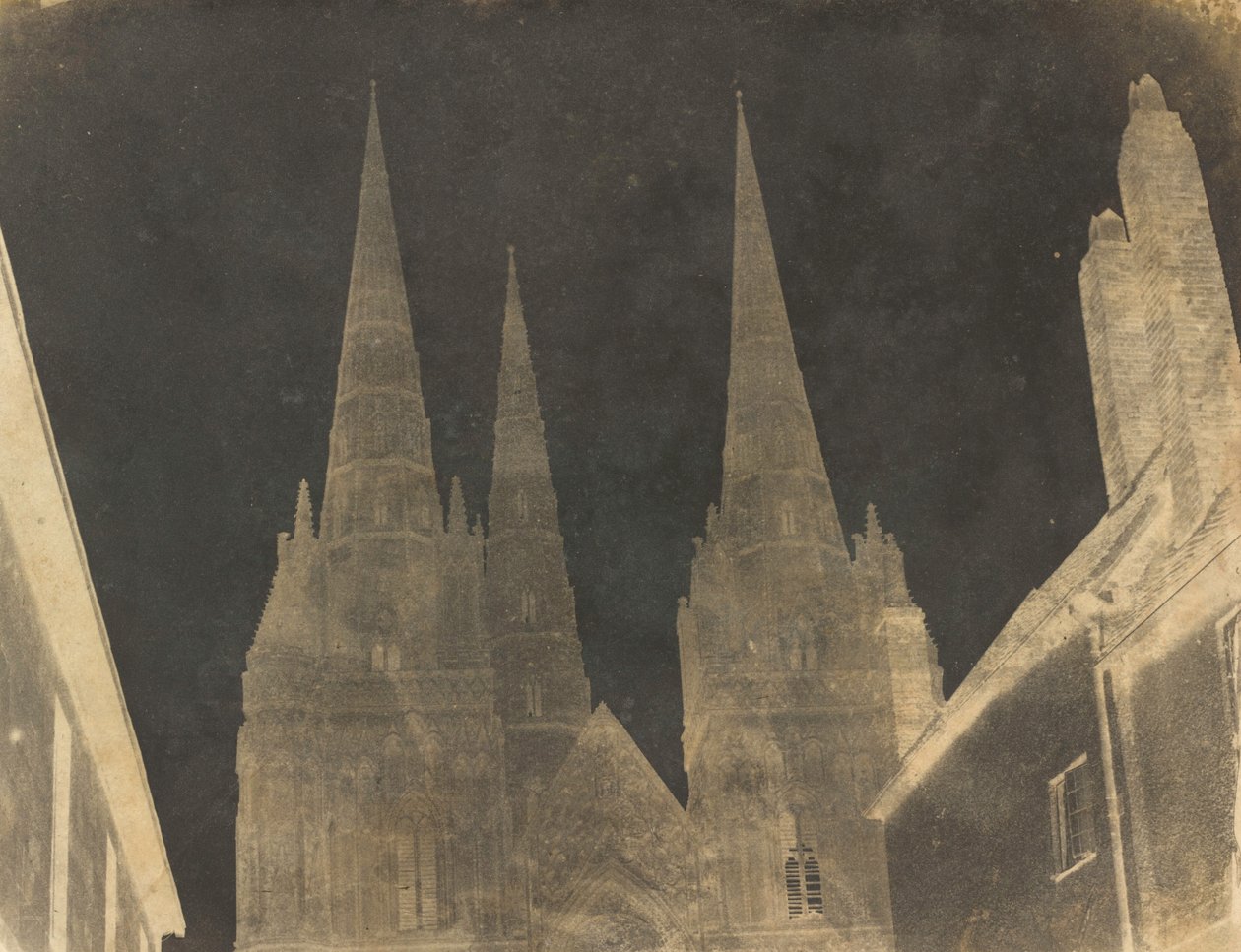 Studie van de torenspitsen van Lichfield Cathedral,1845-1850 (foto) door Calvert Richard Jones
