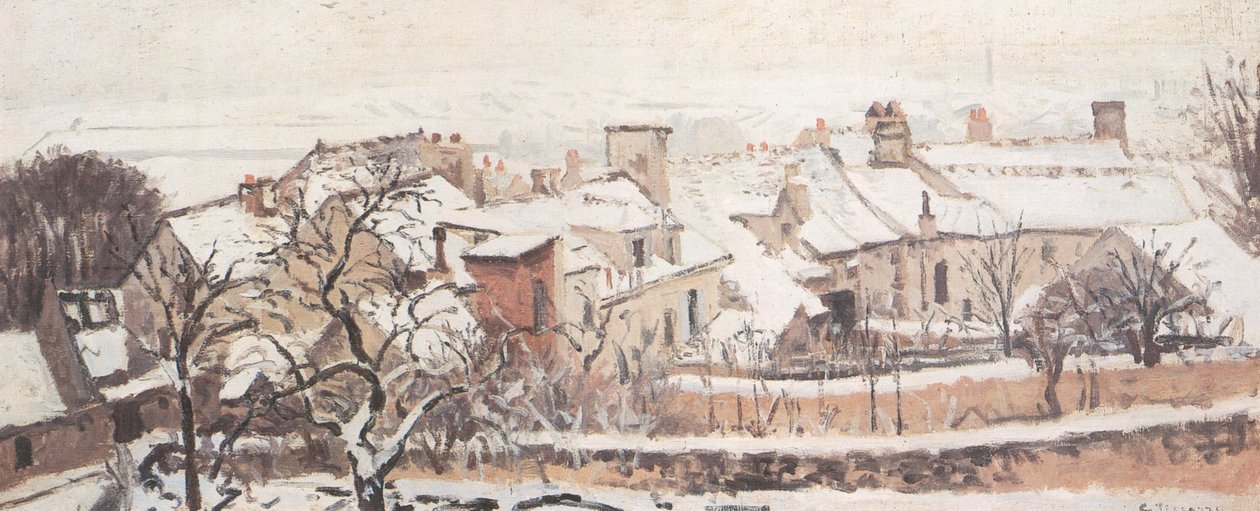 De winter door Camille Jacob Pissarro