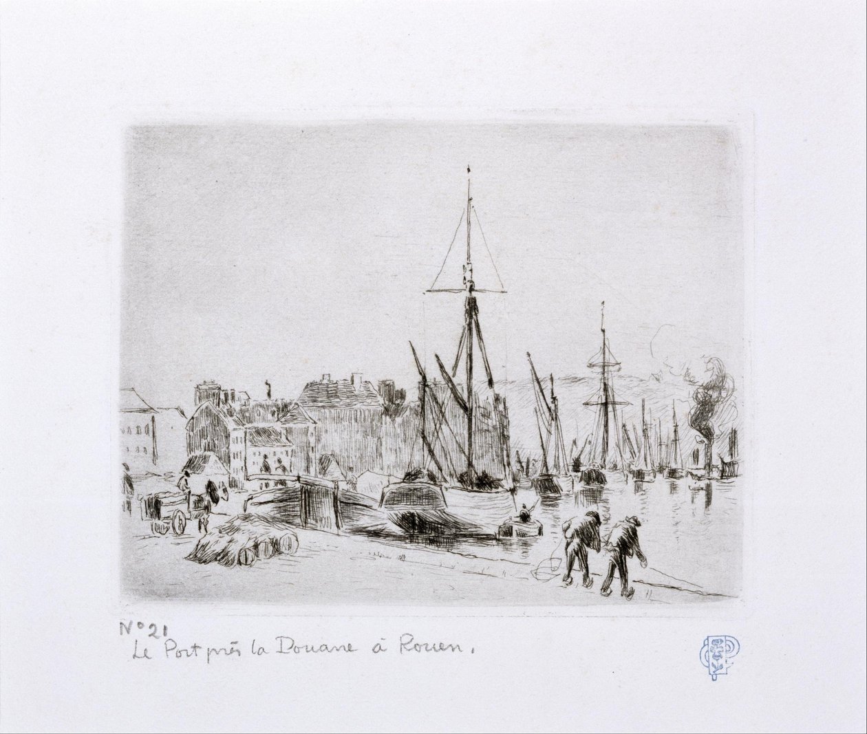 La Port près de douane à Rouen door Camille Jacob Pissarro