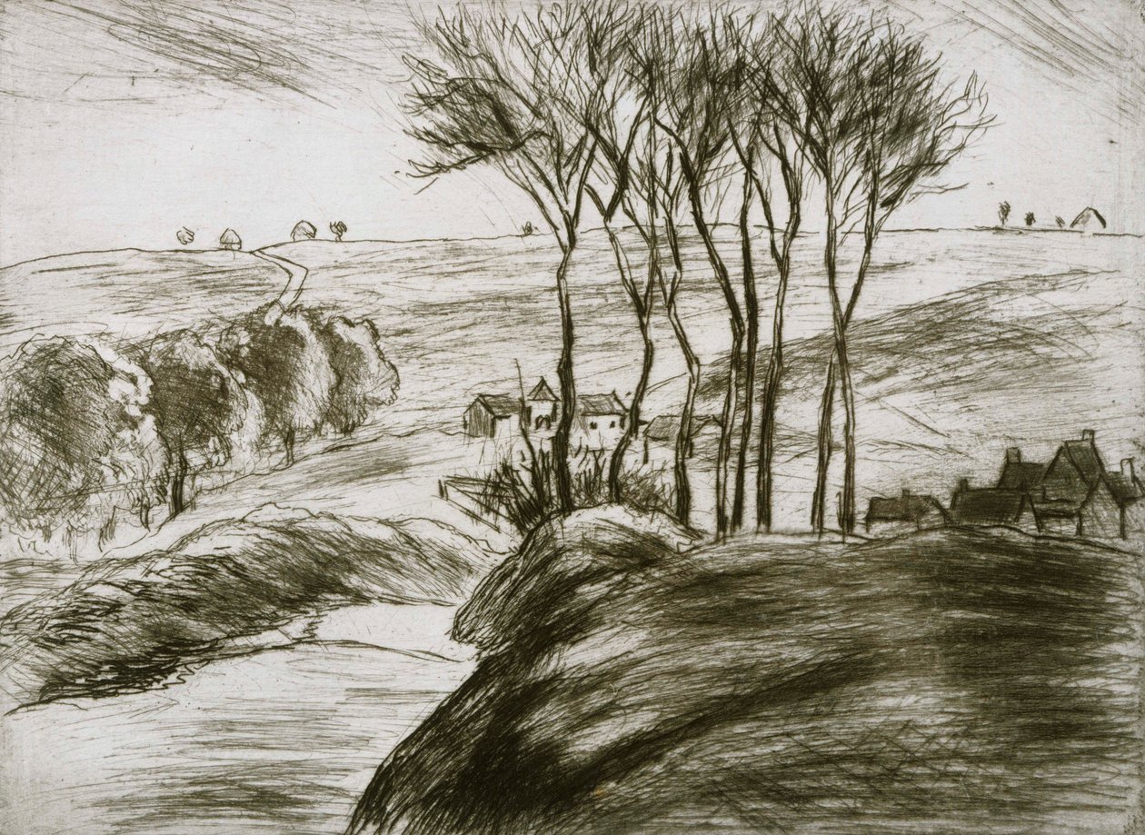 Landschap Bij Osny (Staat II) door Camille Jacob Pissarro