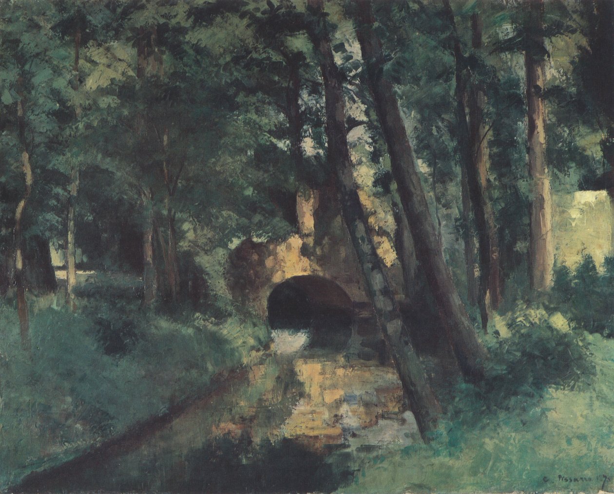 De kleine brug door Camille Jacob Pissarro