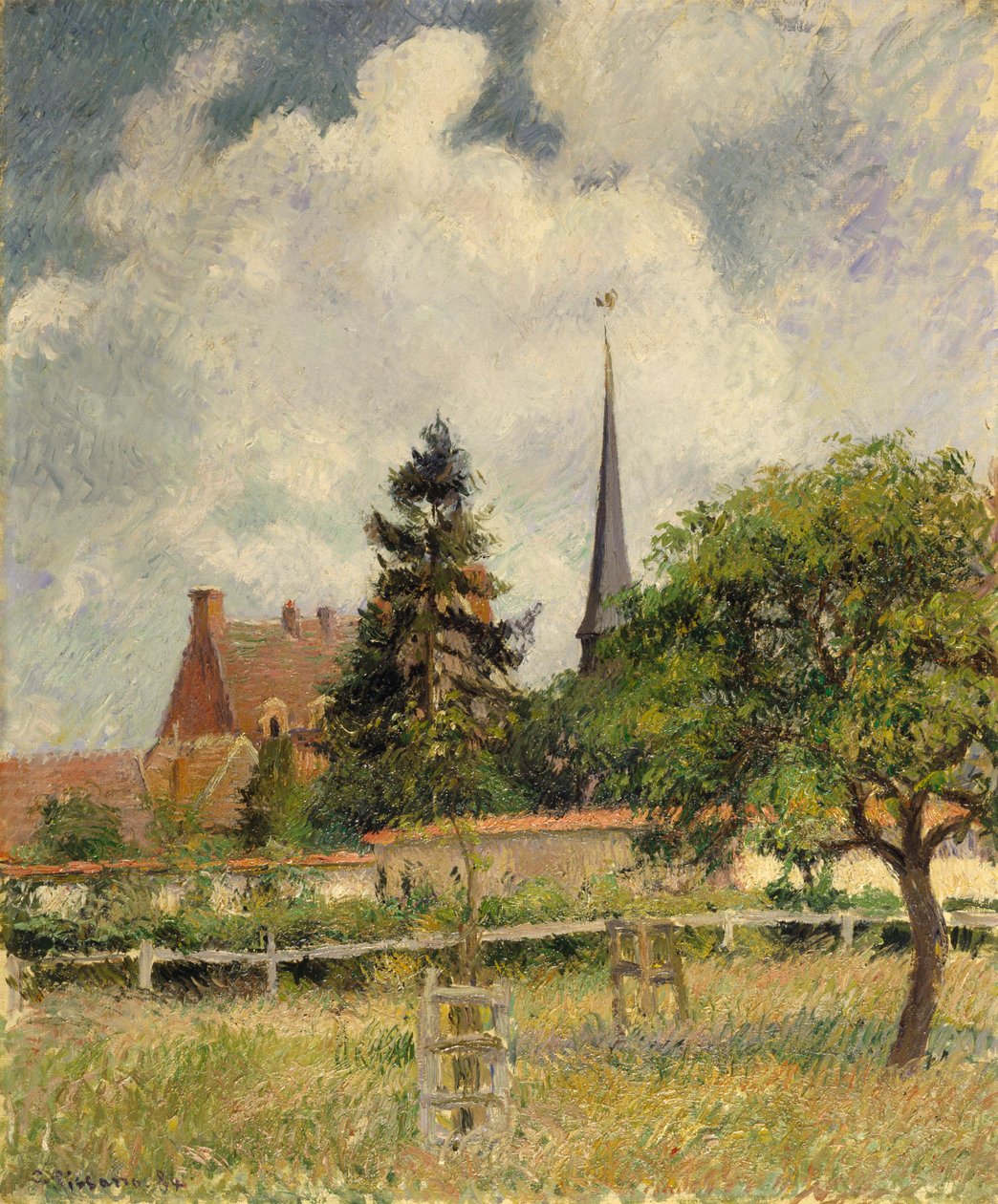 De kerk in Eragny door Camille Jacob Pissarro