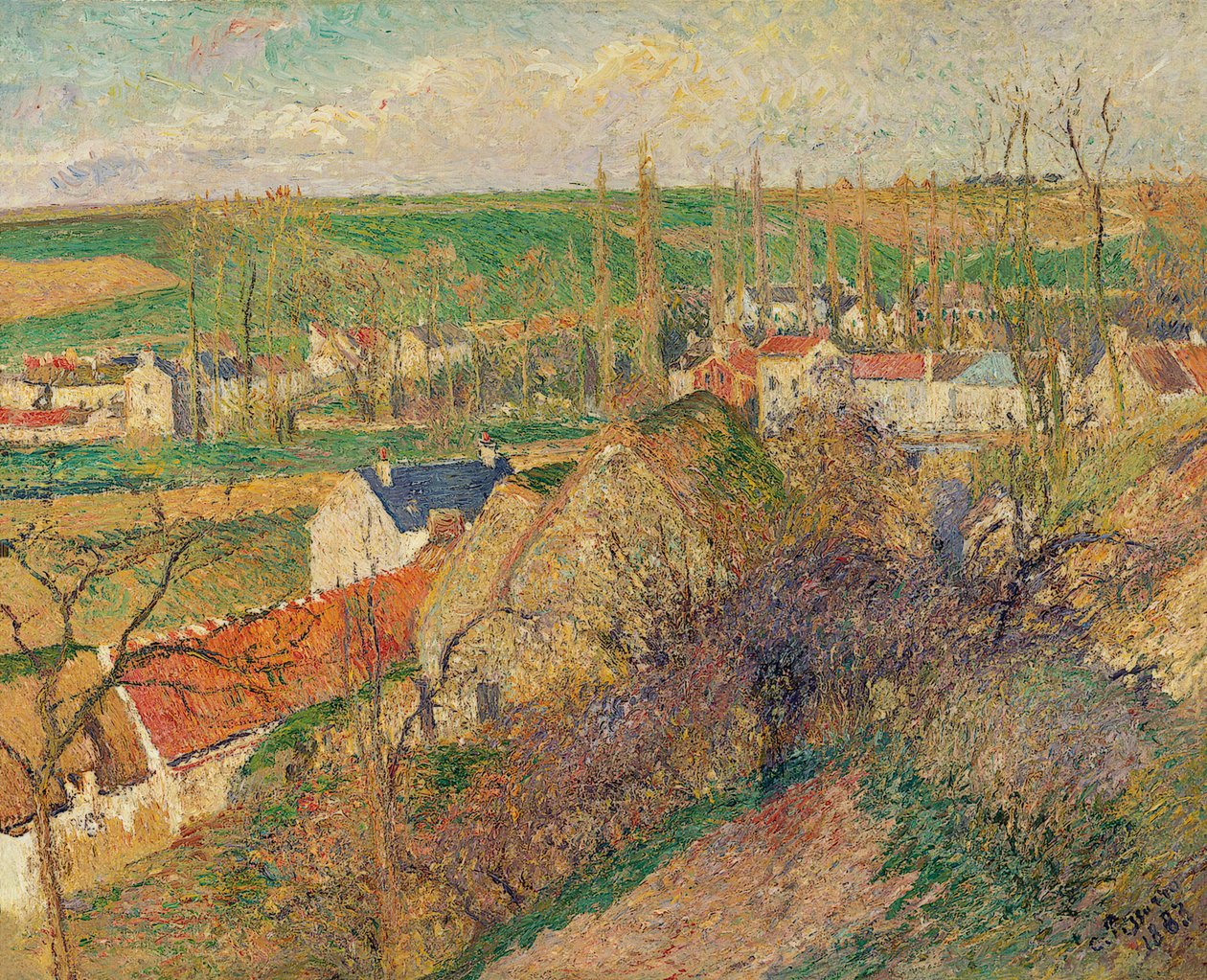 Uitzicht op het dorp Osny door Camille Jacob Pissarro