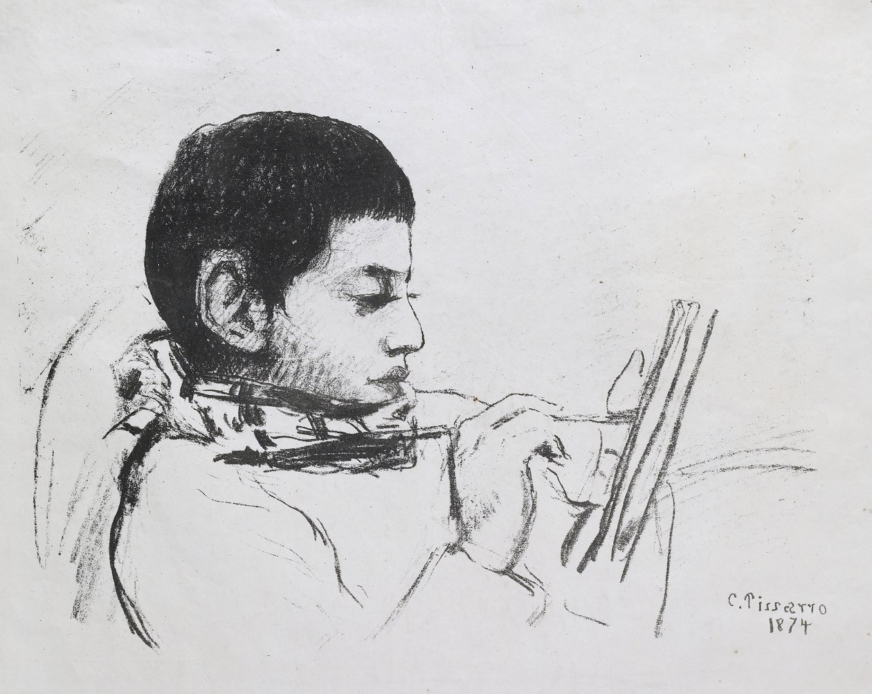 Portret van Lucien Pissarro, 1874 door Camille Jacob Pissarro