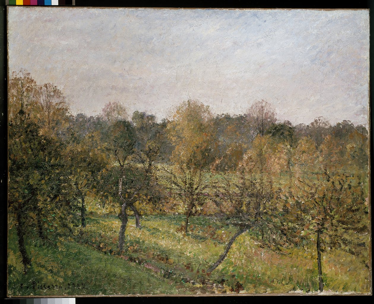Zonsondergang in Eragny door Camille Jacob Pissarro