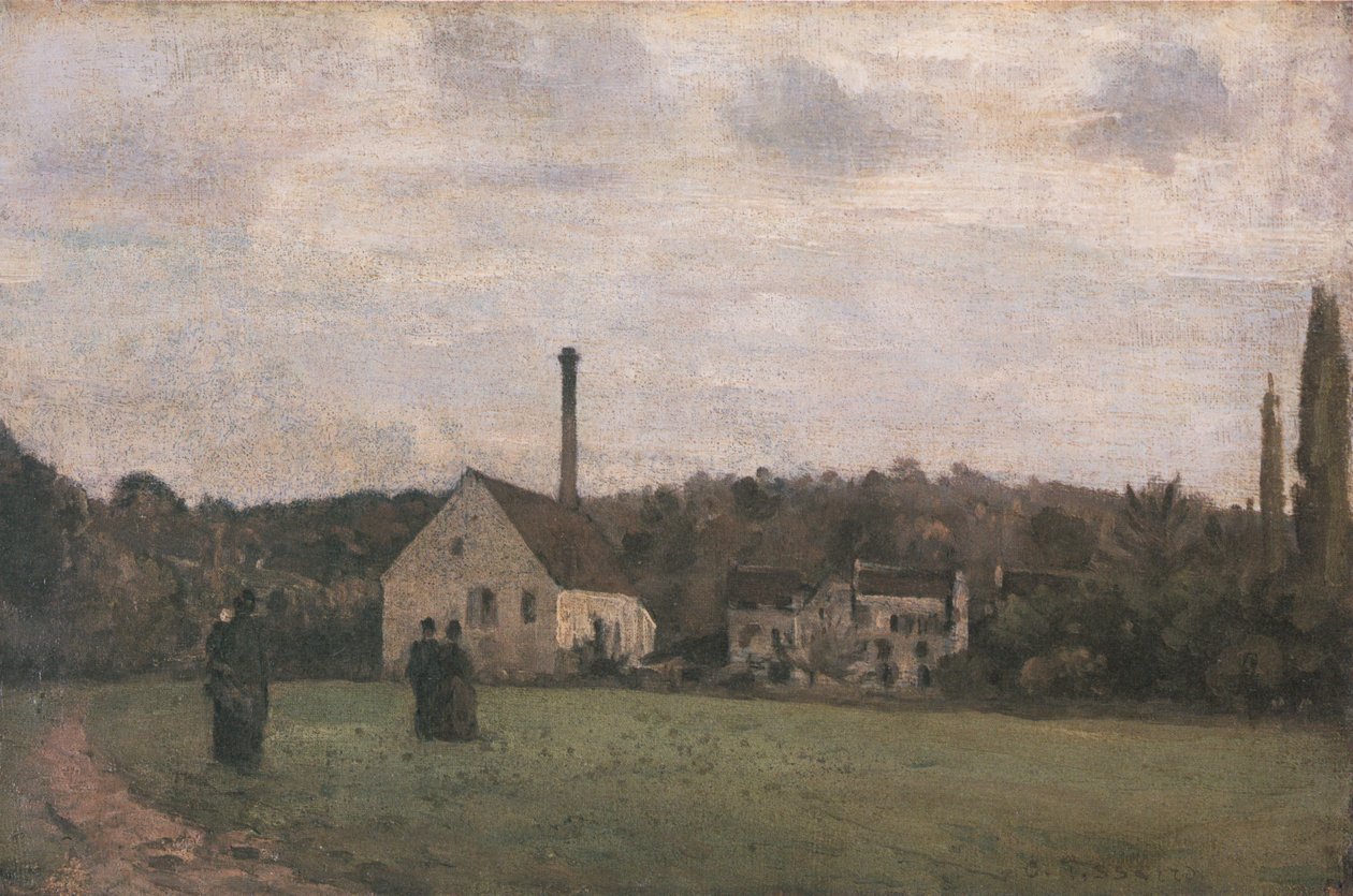 De kleine fabriek door Camille Jacob Pissarro