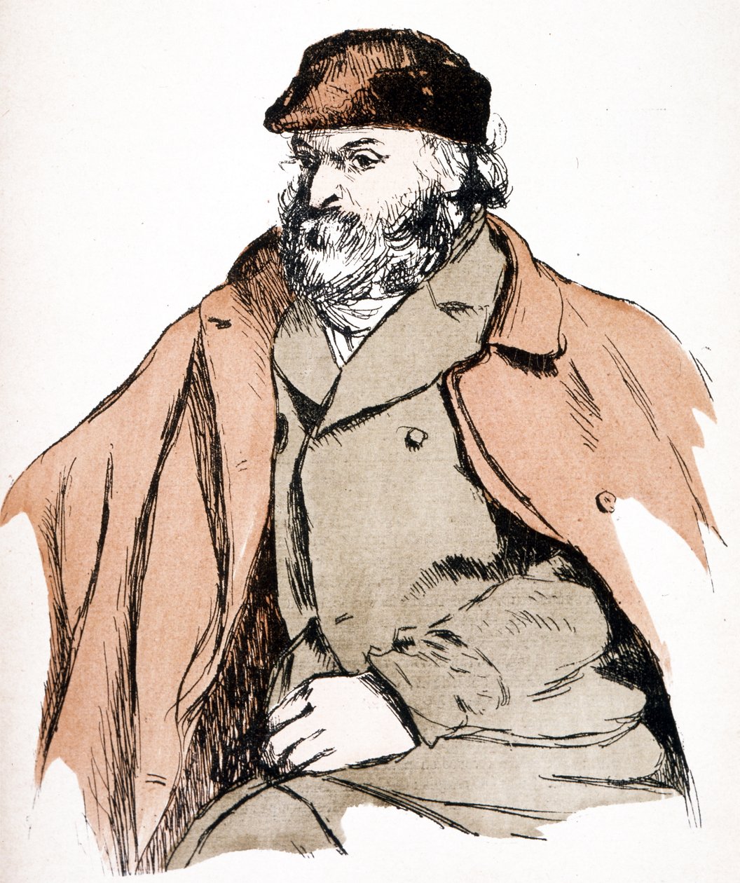 Illustratie portret van Paul Cezanne (1839 - 1906), Franse kunstenaar en post-impressionistische schilder door Camille (after) Pissarro