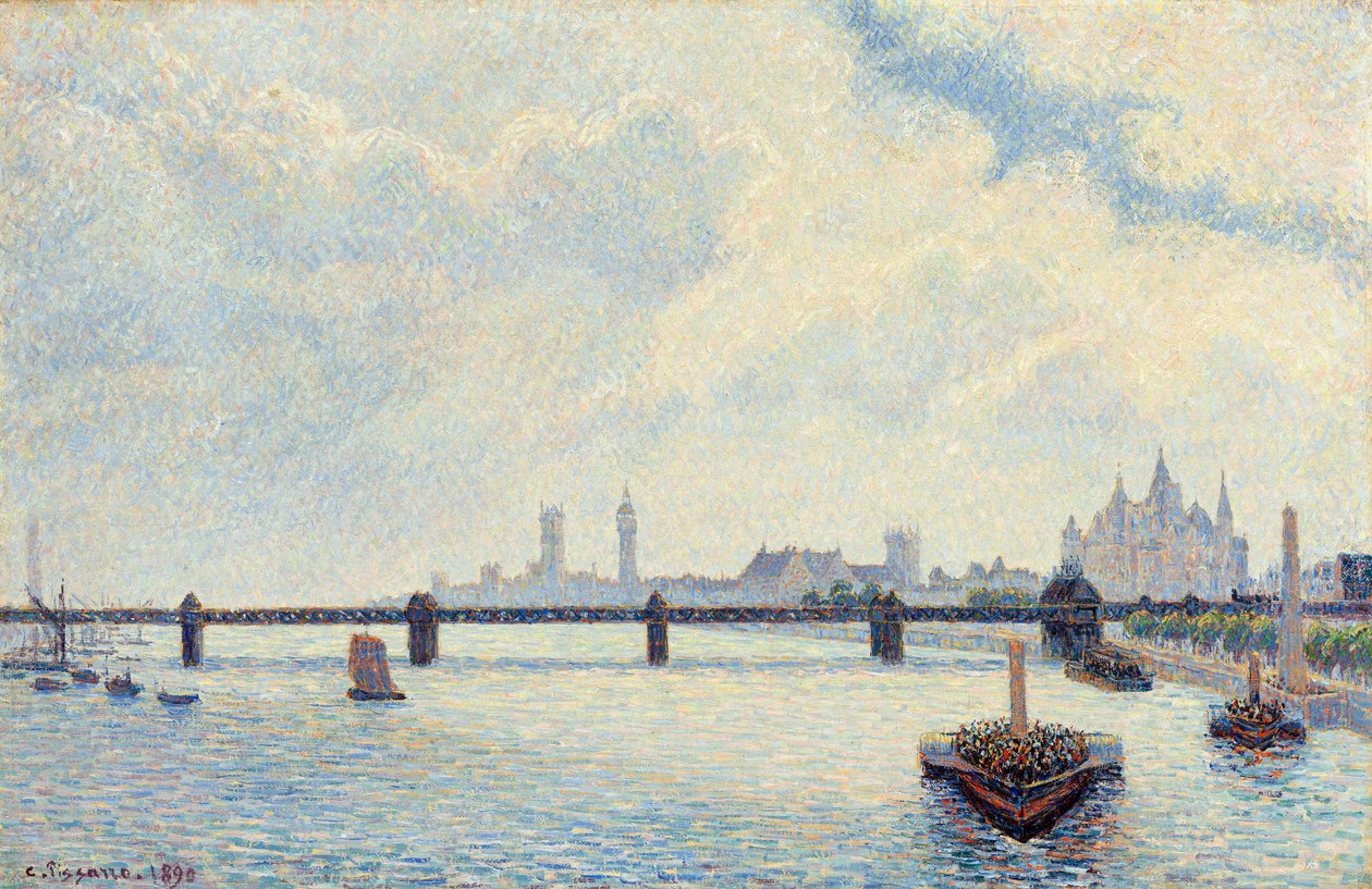Charing Cross Bridge, Londen, 1890 door Camille Jacob Pissarro