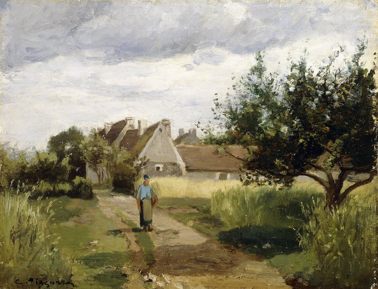 Ingang van een dorp, c.1863 door Camille Jacob Pissarro