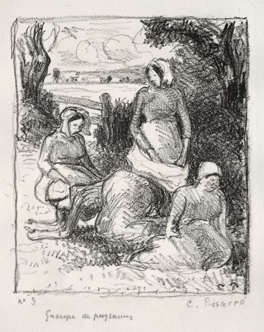 Groep Boeren door Camille Jacob Pissarro